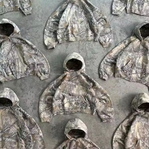 Sweat à capuche unisexe 100% coton personnalisé camouflage surdimensionné (450-500 g/m²) lavage à l'acide éponge française vraie chasse aux arbres sweat à capuche pour homme - Product Image 3