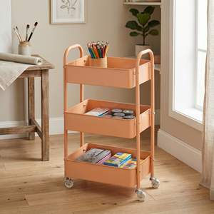 Three-Layer Metal Storage Cart with Wheels Portable Organizer for Home Office <b>Craft</b> Room Minimalist Design Easy Cleaning - Product Image 1
