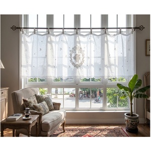 Rideau en lin vintage moderne brodé Quang Thanh sur mesure, avec ruban en coton, toutes tailles, pour porte et fenêtre, pour la maison - Product Image 1