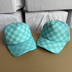 Custom Breathable <b>Waterproof</b> 6-Panel Checkered Mesh Trucker Hat Fashion Casual Baseball <b>Cap</b> for Men Women - Product Image 4