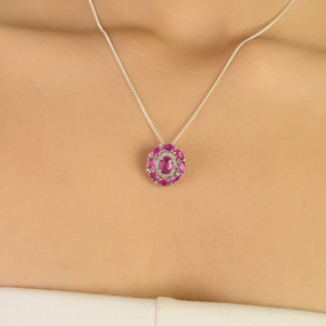 Pendentif ovale en argent sterling 925 avec halo de rubis, collier en grappe de rubis naturels, plaqué rhodium, classique pour femme, fabricant OEM ODM - Product Image 2