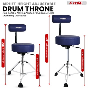 Silla de Baterista de 5 Niveles con Respaldo, Asiento Acolchado de 4 Pulgadas, Ajustable con Sistema Airlift, 25.5 Pulgadas de Alto, Capacidad de 441 Libras - Product Image 3