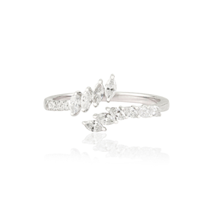 Anillo de Compromiso de Diamantes Reales de Alta Calidad, Diseño Único, Oro Blanco Puro de 14K, Precio de Fábrica al por Mayor, Regalo de Aniversario - Product Image 1