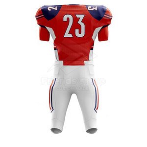Ensemble d'uniformes de football américain imprimés grande taille, durables, respirants, doux, en tissu 100 % polyester, col en V, manches courtes, à faible MOQ - Product Image 4