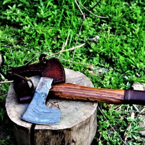 Handcrafted Damascus Steel Hatchet With <b>Wood</b> Handle For Survival Use Woodsman Outdoor Camping Hatchet <b>Axe</b> Damascus Steel - Product Image 3
