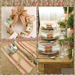 100% Jute 2 Inch Webbing <b>Burlap</b> with Red Stitching Eco-Friendly Breathable Anti-Bacteria Upholstery Furniture Heavy Duty <b>Ribbon</b> - Product Image 4