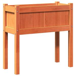 Jardinera de Madera de Pino Macizo Color Cera Marrón, 27.6 x 12.2 x 27.6 Pulgadas, Macetas y Jardineras - Product Image 2