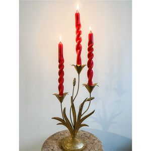 En gros Candelabre floral vintage en laiton, 3 branches, doré antique, luxe, centre de table de mariage - Product Image 1