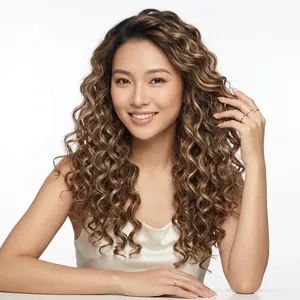 Extensiones de cabello humano Remy, color balayage, ondas profundas, cabello rizado, 100% cabello virgen, cabello largo y rizado, personaliza el tamaño y el color. - Product Image 2