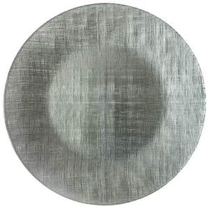 Assiette de présentation en verre de conception rétro, fabriquée à la machine, ronde, texturée en lin, vert, bleu, blanc, pour la maison, les mariages, les fêtes et les banquets - Product Image 6