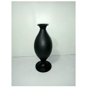 Vase sablier minimaliste noir mat, urne sur piédestal en aluminium/fer contemporain pour la décoration esthétique moderne du salon et du bureau - Product Image 1