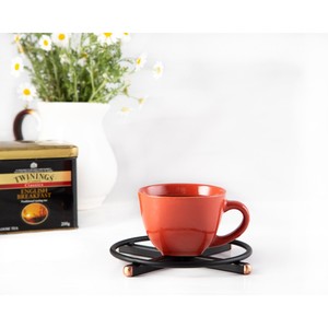 Sous-verre rond moderne en acier inoxydable avec accents en cuivre, protection anti-chaleur pour tasses à café - Product Image 4
