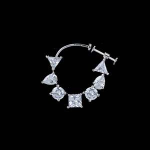 Saavi CZ Titanium Nose Ring-16G Internally Threaded <b>Cartilage</b> & Belly Piercing Jewelry - Product Image 4