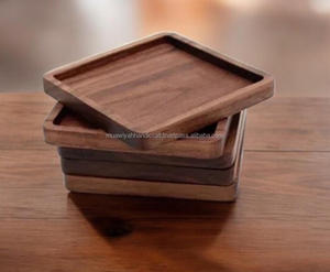 Bonne qualité 100% Original bois noyer sous-verre Design de luxe écologique Logo personnalisé et Design carré utilisation de mariage à domicile - Product Image 3