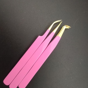 Juego de Pinzas para Pestañas, 5 Piezas, Acero Inoxidable Japonés, Punta Curva y Lisa, Antiestáticas, Duraderas, OEM 45 90, con Logotipo Personalizado - Product Image 4