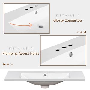 Lavabo singolo da appoggio per bagno in resina con 3 fori per rubinetti - Senza rubinetto o scarico inclusi - Product Image 5