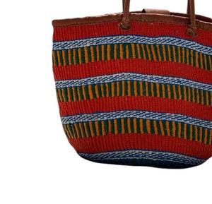 Casual Beach Tote Striped Seagrass <b>Handbags</b> Leather Handle Woven Straw Tote Bag Fashion Women <b>Summer</b> - Product Image 4