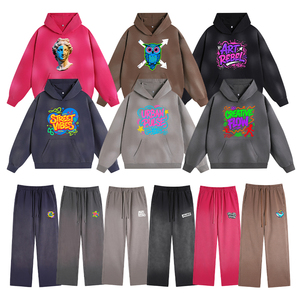 Conjunto Deportivo Unisex con Capucha, Sudadera y Pantalones de Algodón de Color Sólido, Corte Holgado con Logotipo Estampado para Adultos, Ropa de Otoño - Product Image 5