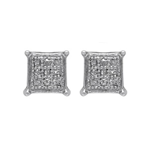 Boucles d'oreilles clous tendance pour femme JEWELSPAARK, diamant naturel blanc taille ronde 0,04 ct, argent sterling 925, 4 mm, pour mariage - Product Image 1
