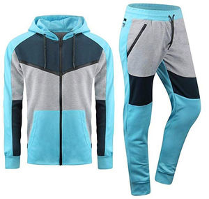 Ensemble de survêtement décontracté deux pièces pour homme, avec logo personnalisé OEM, pantalon de jogging uni, sweat à capuche zippé, léger, hiver, 100% coton, unisexe - Product Image 4