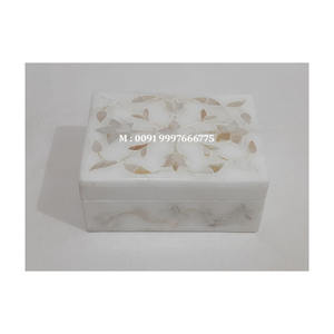 Boîtes à bijoux en marbre blanc avec une bonne finition et des motifs différents en nacre polie pour la décoration de la maison et les cadeaux - Product Image 6