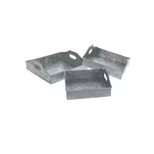 Plateau décoratif en métal galvanisé à succès avec poignées, finition zinc, plateau de service en fer pour la maison, l'hôtel et le restaurant - Product Image 4