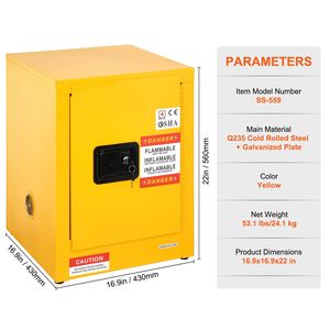 Armadio di Sicurezza per Materiali Infiammabili in Acciaio Zincato 43x43x56 cm con Ripiani Regolabili per Stoccaggio in Magazzino - Product Image 3