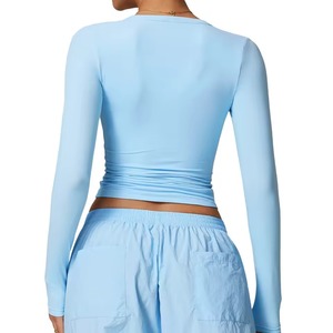Camiseta Corta de Manga Larga para Mujer, Ajustada, Transpirable, para Running y Yoga de Alta Intensidad, con Logotipo Personalizado - Product Image 2
