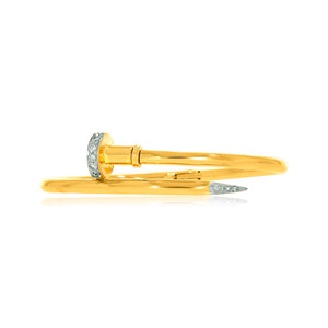 Bracelet élégant en or jaune 18 carats avec accents de diamants de laboratoire, design ouvert, finition contemporaine élégante pour bijoux de luxe pour hommes - Product Image 1