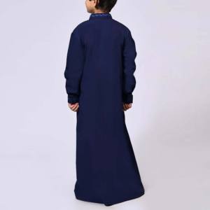 Túnica Larga de Alta Calidad para Hombre, Estilo Árabe Islámico de Oriente Medio, Cuello en V, Holgada, Thobe, Abaya, Vestido Musulmán Modesto de Algodón, Tallas Grandes para Niños - Product Image 4