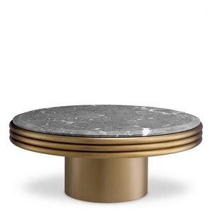 Modern Brass Coffee <b>Table</b> With Leaf Design Contemporary Living Room Furniture Metal Frame <b>Round</b> Decorative <b>Top</b> - Product Image 3