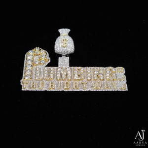 Pendentif Sac d'Argent Moissanite Unisexe Hip Hop en Argent 925 Plaqué Or avec Sertissage Personnalisé et Breloque Lettre, Bijou Idéal pour Cadeau - Product Image 3