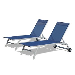 Set di 2 Lettini Prendisole Regolabili da Esterno con Ruote a 5 Posizioni per Piscina e Uso Esterno - Product Image 1