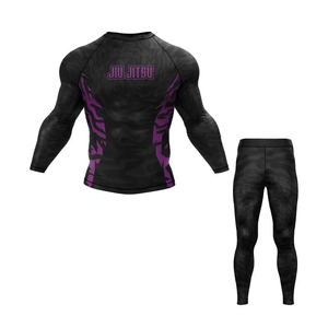 Ensemble Rash Guard Unisexe Premium Compression T-shirt et Pantalon Extensible 4 Directions Respirant Séchage Rapide Protection UV pour MMA Gym Surf Fitness - Product Image 5