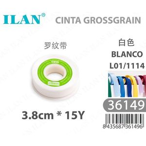 Nastro Grosgrain 3,8 cm 15Y Bianco per Artigianato e Decorazione - Product Image 3
