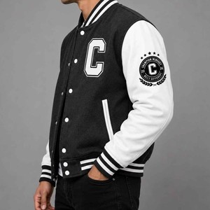 Chaqueta Varsity Champion para Hombre, Negra con Letra C Bordada en Blanco, Estilo Preppy, para Otoño e Invierno - Product Image 6