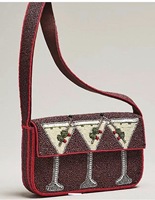 Tas Selempang Wanita India Gaya Bohemian Bermotif Botol Champagne dengan Hiasan Manik-Manik, Tas Belanja Pesta, Tas Messenger Berkualitas Tinggi