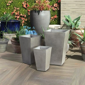 Juego de 3 jardineras cónicas de hormigón de fibra para jardín al aire libre, balcón, uso doméstico, macetas elegantes y pantallas modernas - Product Image 2