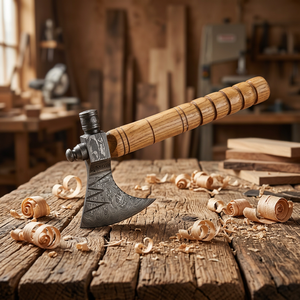 Hacha táctica de caza personalizada hecha a mano con acero de Damasco, hacha vikinga OEM de alta calidad - Product Image 5