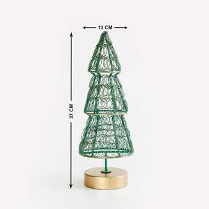 Green and Gold Wire Christmas <b>Tree</b> Figurine with Brass Base Tiered Metal <b>Tabletop</b> Sculpture Modern Holiday Home Decor - Product Image 4