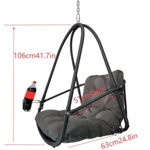 Sedia a dondolo a uovo con supporto a C per interni/esterni, in vimini e rattan, con cuscino incluso - Product Image 5