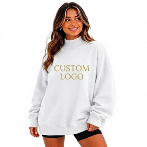 Sweat-shirt polaire pour femme, col montant, coupe oversize et décontractée, épais, respirant, séchage rapide, écologique, uni, à sequins - Product Image 1