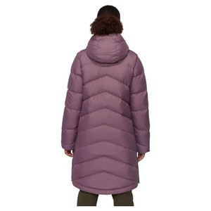 Veste d'hiver longue matelassée en tissu teint avec capuche, manches longues, fermeture éclair, couleur unie, extérieur en polyester, épaisse et chaude - Product Image 3