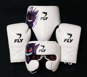 RTS Wholesale Price <b>Top</b> Quality Custom Made Printed Leather <b>White</b> Fly Sparring Set <b>Laced</b> Closure Breathable Fly Boxing Set - Product Image 4