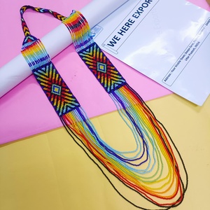 สร้อยคอประดับมุกเทียมทำมือ ลายดอกไม้และเรขาคณิต สีฟ้าเขียว สไตล์ชาติพันธุ์ เหมาะสำหรับเป็นของขวัญสำหรับผู้หญิง - Product Image 3