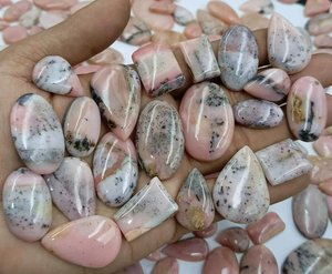 Opales roses naturelles cabochons, taille ovale poire, pierres brutes polies pour la fabrication de bijoux, effet de couleur, certifiées par un tiers, en vrac - Product Image 5