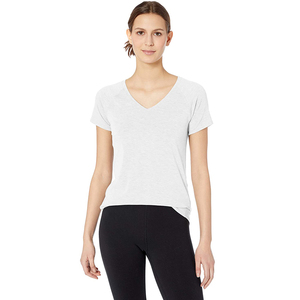 Camiseta de Punto de Manga Corta para Mujer, Cuello en V, 100% Algodón, Transpirable, Informal, Corte Regular, para Todas las Temporadas - Product Image 1