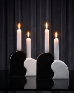 Porte-bougies décoratifs en métal noir et blanc texturé pour mariage et événements - Product Image 2