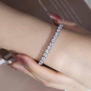 Luxury Moissanite Tennis Bracelet White Gold Finish Elegant Sparkling Stone Chain Minimalist Fine Jewelry <b>Gift</b> - Product Image 4
