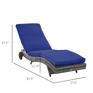 Adjustable Outdoor Wicker Chaise Lounge Chair Modern PE Rattan Design PE Rattan Aluminum <b>Plastic</b> Backrest <b>Wheels</b> for Hotels - Product Image 3